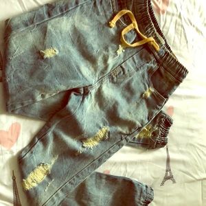 EVOLUTION Ripped Denim Joggers